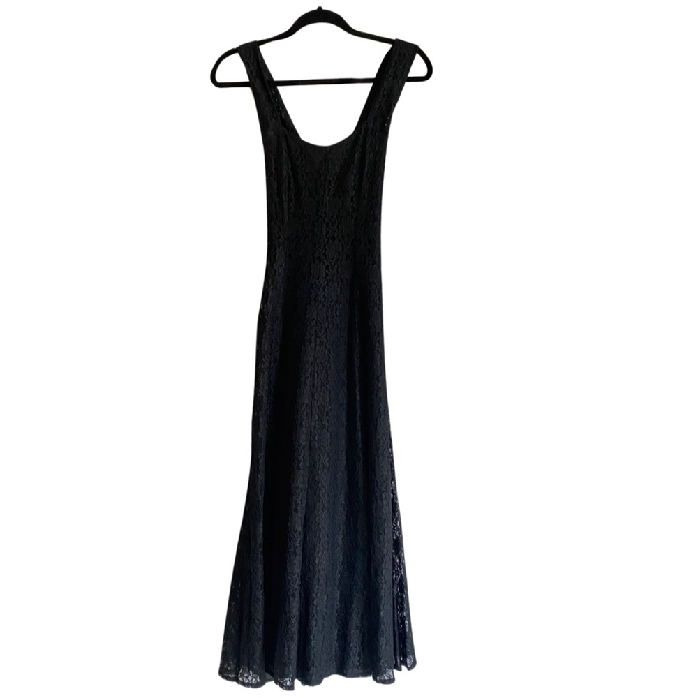 Vintage 90’s Lace Black Dress Full Skirt Cross M 9/10 Whimsy Goth Minimalist‎